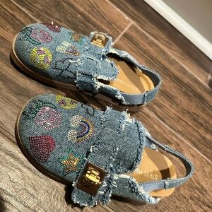 Steve Madden Toddler Denim Mules Shoes with embellishments
